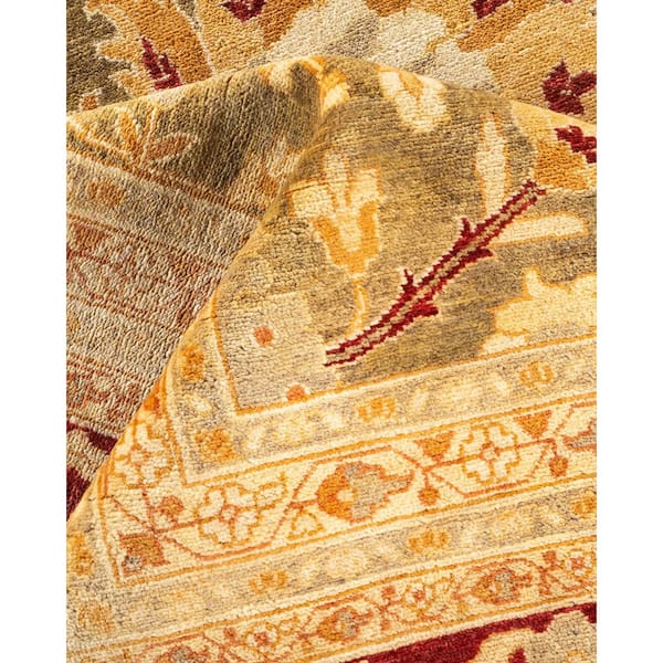 Electric 12 ft. x 15 ft. Green Floral Wool Indoor Area Rug