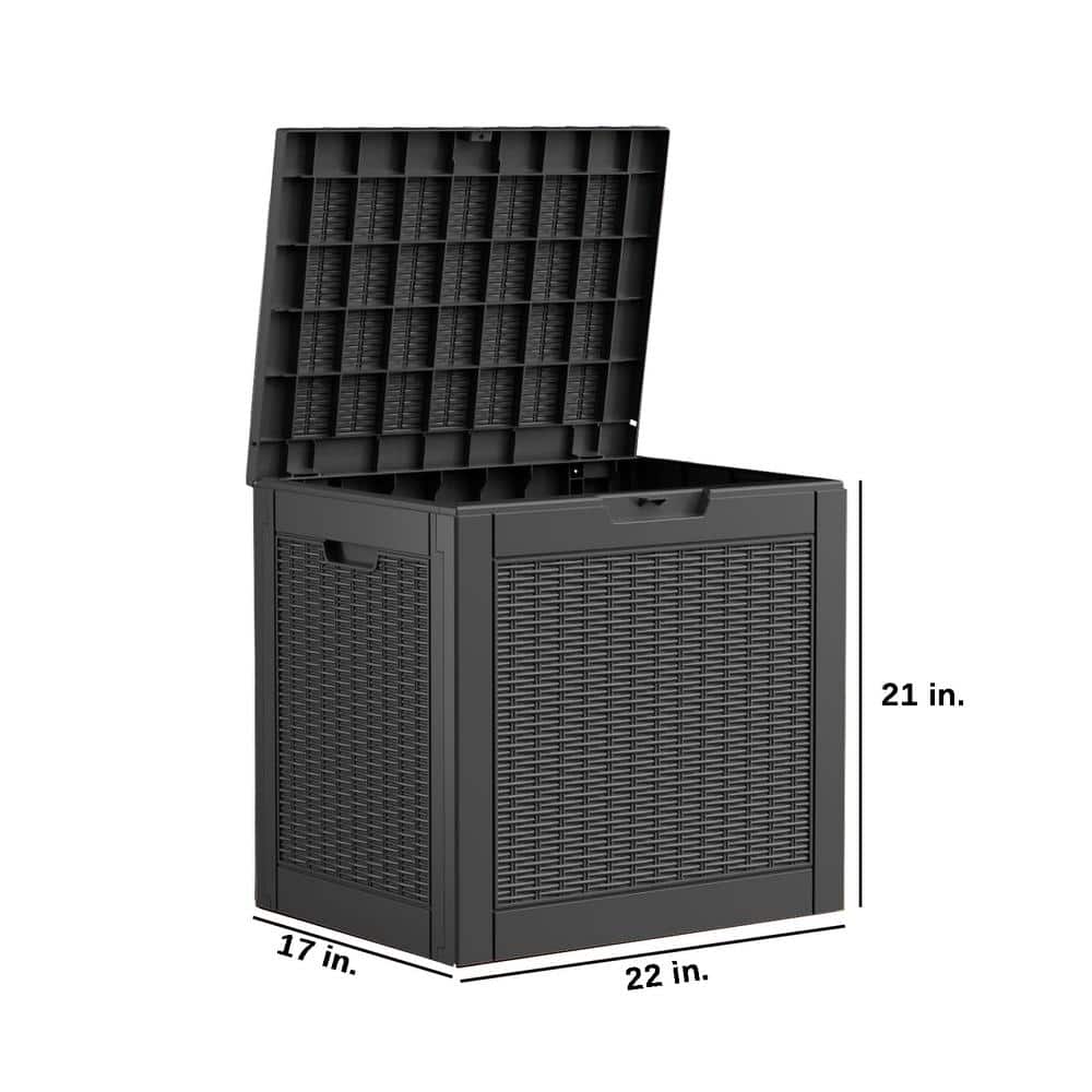 Black Lockable Resin Wicker Deck Box for Outdoor Storage