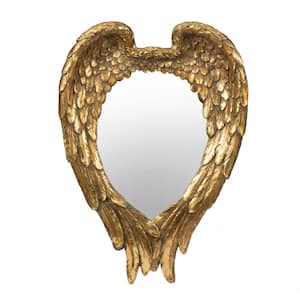 16 in. W x 22 in. H Oval Resin Golden Wing Accent Wall Mirror