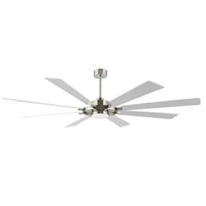 60 in. 8 Blades LED Indoor Nickel and Silver Ceiling Fan with Remote