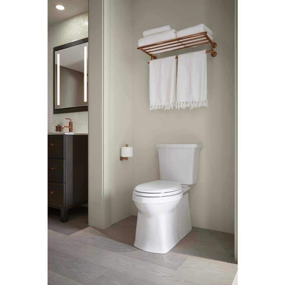 White High Efficiency Elongated Two-Piece Toilet with Skirted Trapway