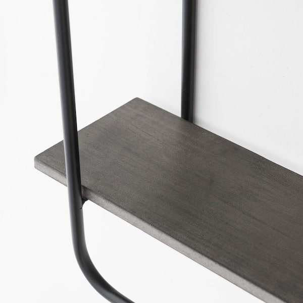 Gray Wood Wall Mounted Floating Display Shelf with Black Metal Hanger –  MyGift