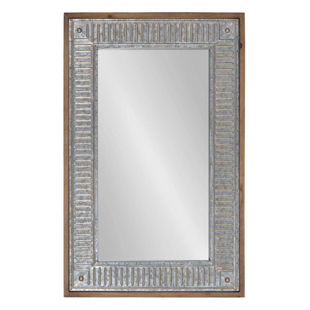 Rustic Brown Wood and Metal Full-Length Rectangular Mirror