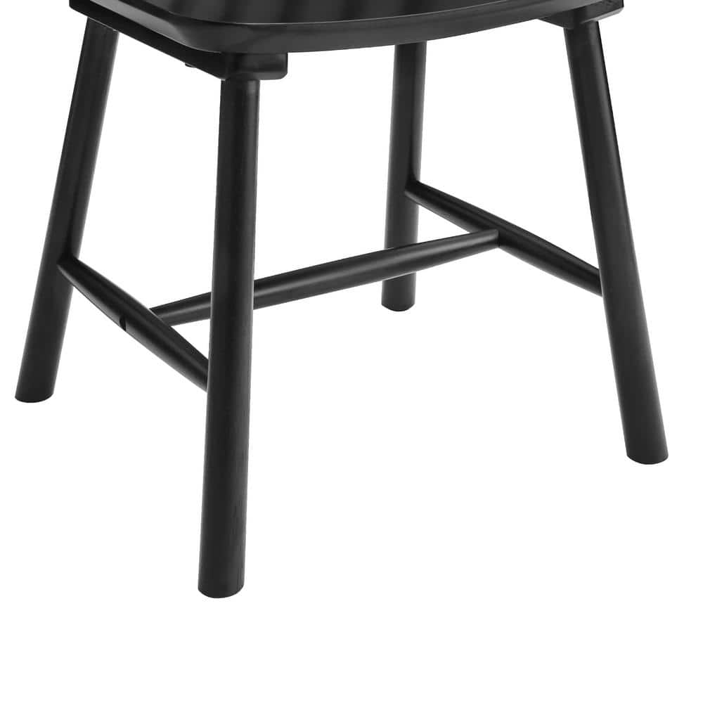 Black High-Back Wood Windsor Side Chairs, Set of 2