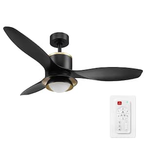 Oswald 96' in. Blade Span 48' in. Wide Black LED Integrated Indoor Ceiling Fan with Remote Control and Brass Accents