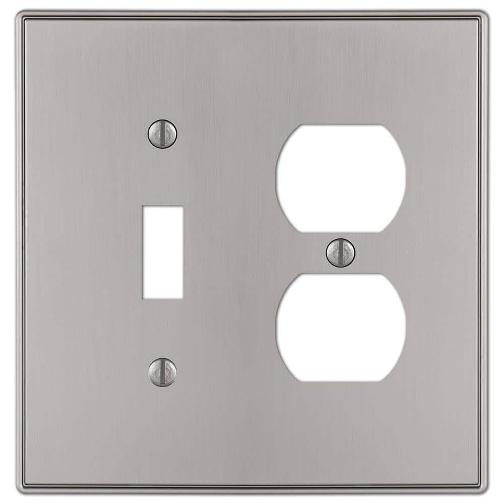 AMERELLE Ansley 2 Gang 1Toggle and 1Duplex Metal Wall Plate Brushed