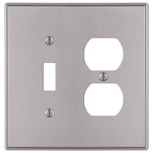Ansley 2 Gang 1-Toggle and 1-Duplex Metal Wall Plate - Brushed Nickel