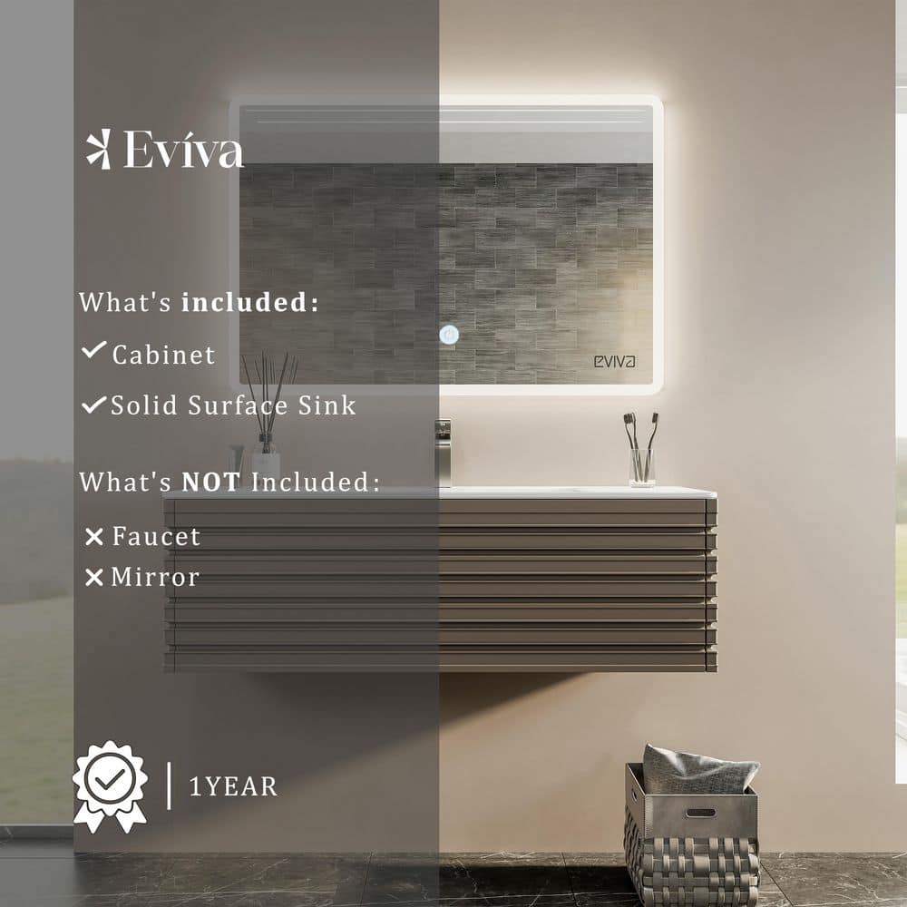 Smog Grey 42" Wall Mount Vanity with Integrated Sink