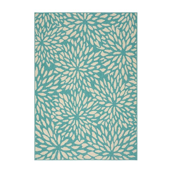 DIRECT WICKER Marilyn Blue 5.3 ft. x 7.6 ft. Irregular Area Rug