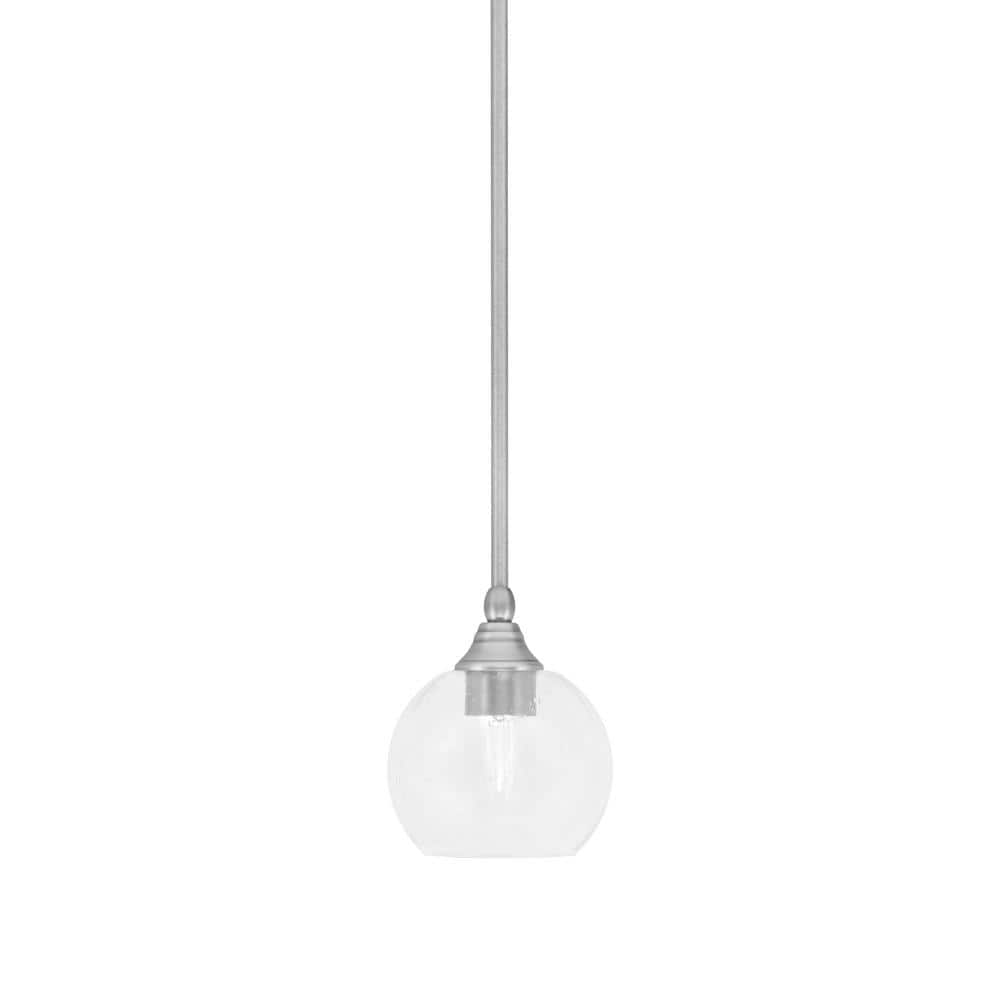 Sparta 100-Watt 1-Light Brushed Nickel Shaded Pendant Light Mini Pendant wi