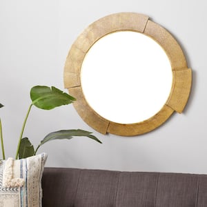 36 in. x 36 in. Gold Aluminum Contemporary Round Wall Mirror