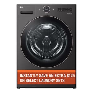 5.0 cu. ft. Stackable Smart Front Load Washer in Black Steel with AI Digital Dial, Steam and TurboWash360