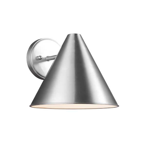 Generation Lighting Crittenden 1-Light Satin Aluminum Outdoor 8.5 in. Wall Lantern Sconce with LED Bulb