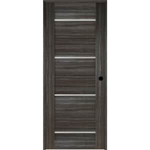 Nika 30 in. x 80 in. Left-Hand 4-Lite Frosted Glass Solid Core Gray Oak Finished Composite Single Prehung Interior Door