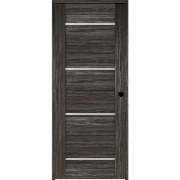Belldinni Nika 24 in. x 80 in. Left-Hand 4-Lite Frosted Glass Solid Core Gray Oak Finished Composite Single Prehung Interior Door