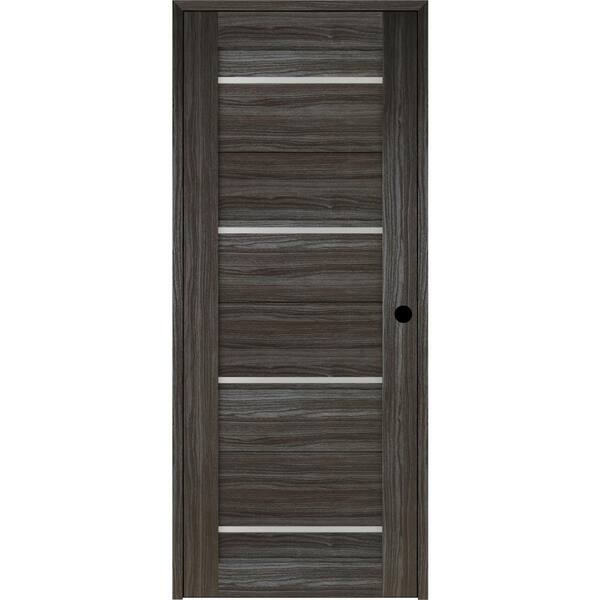 Belldinni Nika 30 in. x 80 in. Left-Hand 4-Lite Frosted Glass Solid Core Gray Oak Finished Composite Single Prehung Interior Door