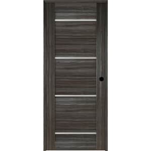 Nika 32 in. x 80 in. Left-Hand 4-Lite Frosted Glass Solid Core Gray Oak Finished Composite Single Prehung Interior Door