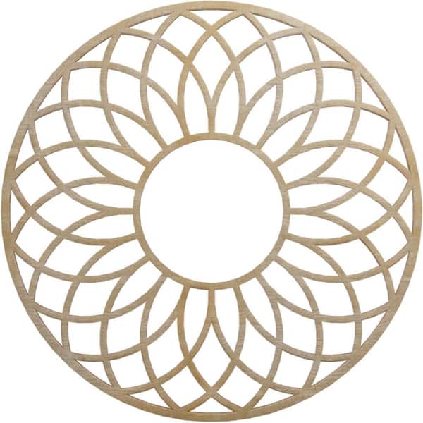 Ekena Millwork 24 in. x 24 in. x 1/4 in. Cannes Wood Fretwork Pierced Ceiling Medallion, Birch