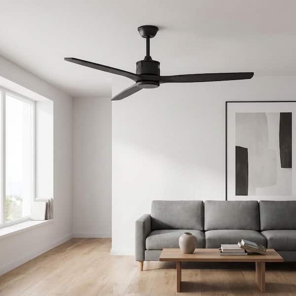 FUFU&GAGA Indoor/Outdoor Use 60 in. Black 3 Wooden Blade Propeller