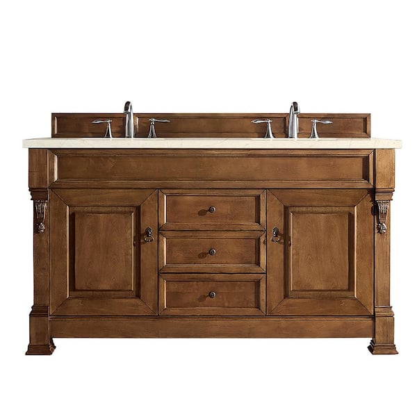 James Martin Vanities Brookfield 60 in. W x 23.5 in. D x 34.3 in. H Double Bath Vanity in Country Oak with Quartz Top in Eternal Marfil