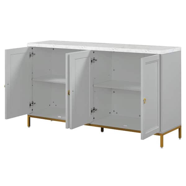COWLOWN 59.3 in. W x 15.5 in. D x 34.2 in. H Bathroom Light Gray Linen Cabinet