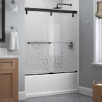 Everly 60 in. x 59-1/4 in. Mod Semi-Frameless Sliding Bathtub Door in Matte Black and 1/4 in. (6mm) Mozaic Glass