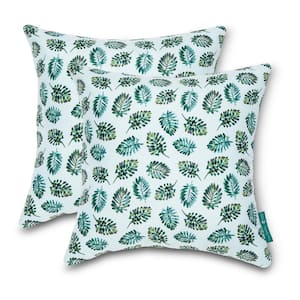 Vera Bradley 18 in. L x 18 in. W x 8 in. D Outdoor Accent Throw Pillows in Seawater Palm (2-Pack)