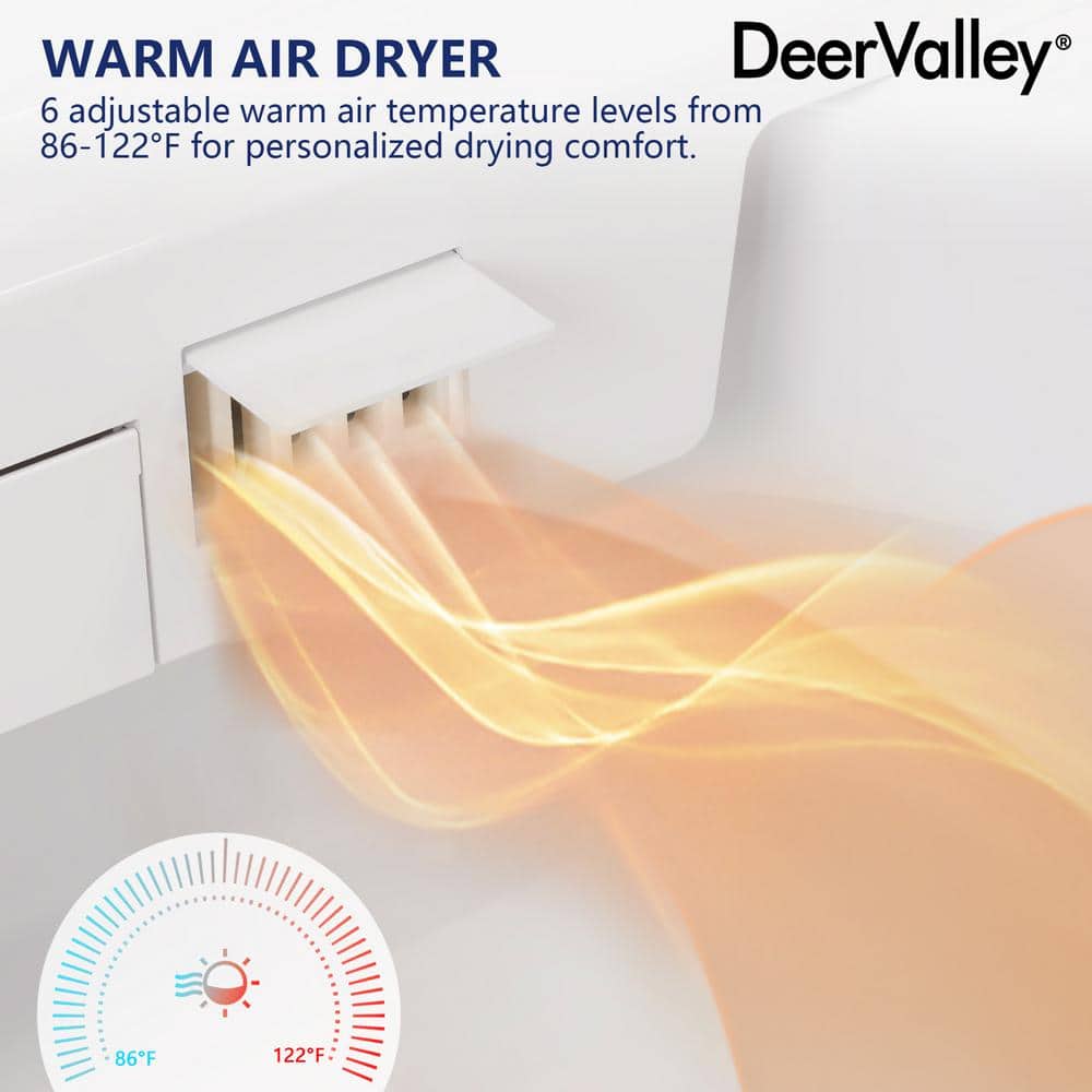 White Elongated Smart Bidet Toilet with Heated Seat and Wireless Remote