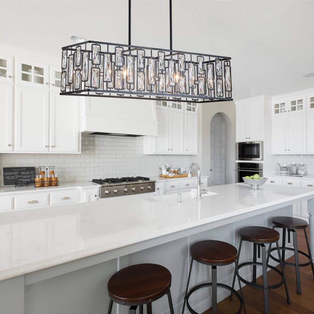 Elegant Black Crystal Drum Chandelier with Geometric Accents