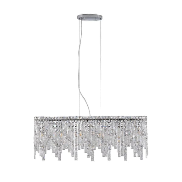 6-Light Silver Crystal Chandelier Ring Linear Chandelier for Living Room Dinning Room Master Room Foyer Bedroom