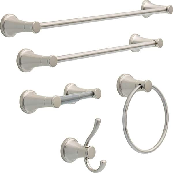 Delta 3-Piece Becker Spotshield Brushed Nickel Decorative Bathroom Hardware  Set with Towel Bar,Toilet Paper Holder and Towel Ring in the Decorative  Bathroom Hardware Sets department at