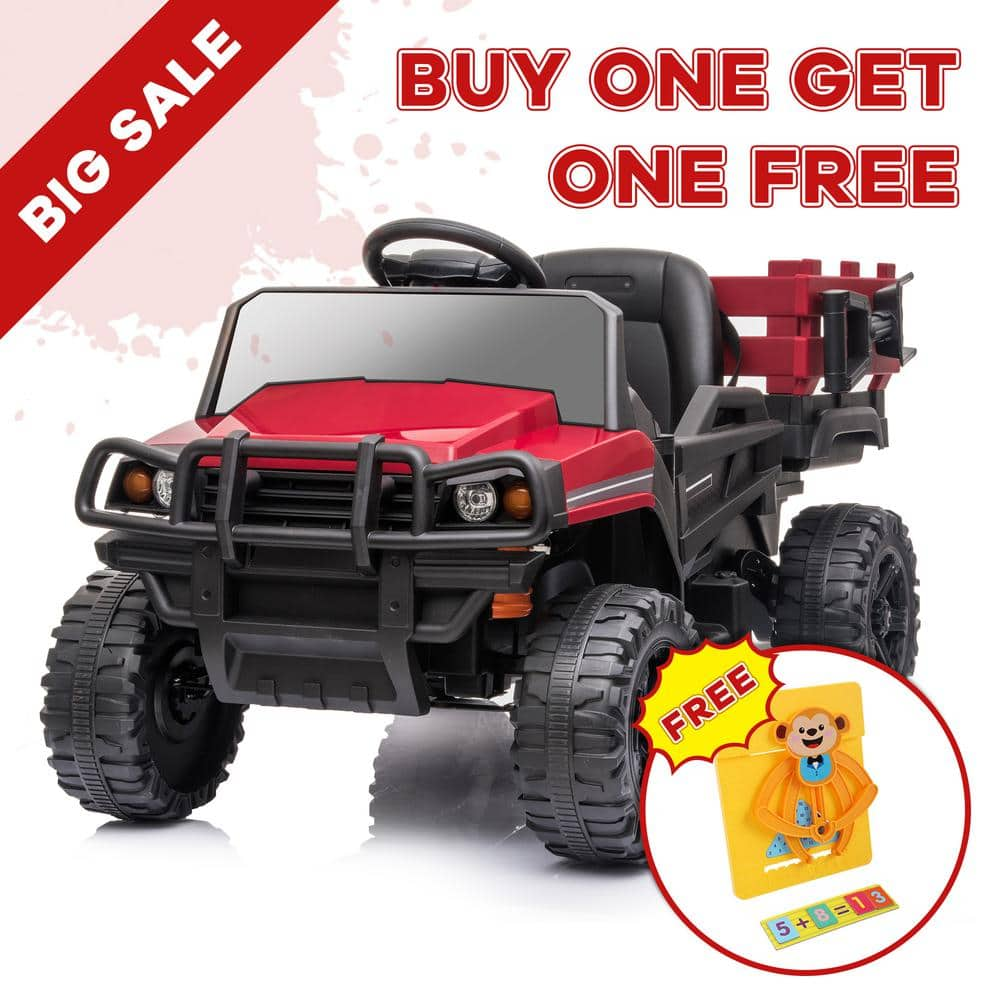 TOBBI 12-Volt Kids Ride On Tractor Truck Battery-Powered Car with ...