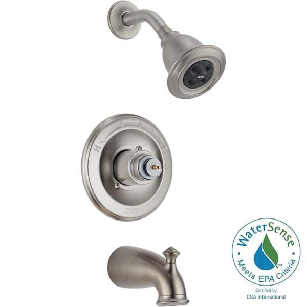 Delta Leland 1-Handle 1-Spray H2Okinetic Tub and Shower Faucet Trim Kit Only in Stainless (Valve and Handles Not Included)
