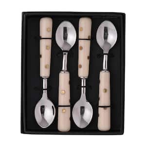 4-Piece Contemporary Silver, Ivory Steel Flatware Sets