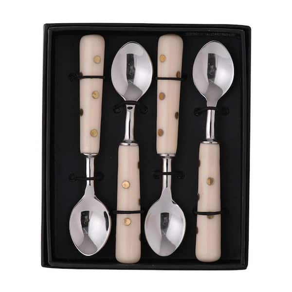 A & B Home 4-Piece Contemporary Silver, Ivory Steel Flatware Sets