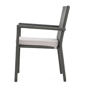 San Pico Grey Removable Cushions Faux Rattan Outdoor Dining Chair with Silver Cushion (4-Pack)