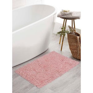 Bell Flower Collection 100% Cotton Tufted Bath Rugs, 21 in. x34 in. Rectangle, Pink