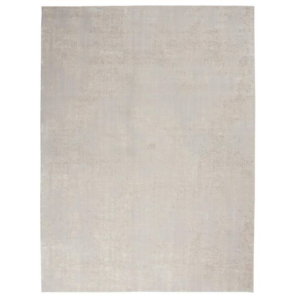 Nourison Sleek Textures Ivory/Grey 9 ft. x 13 ft. Abstract Modern Area Rug