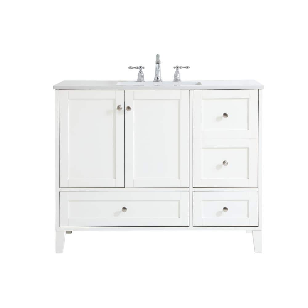Timeless Home 42 in. W x 22 in. D x 34 in. H Single Bathroom Vanity in Whit
