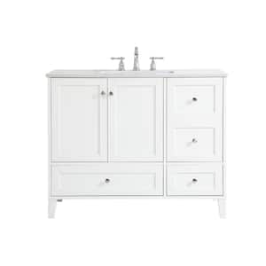 Timeless Home 42 in. W x 22 in. D x 34 in. H Single Bathroom Vanity in White with Calacatta Quartz