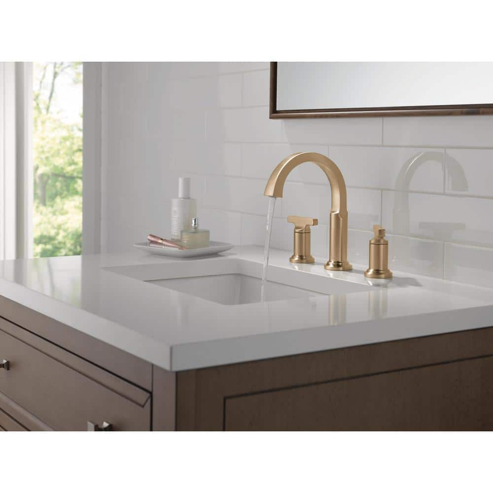 Champagne Bronze 3-Hole Widespread Bathroom Faucet with Drain Assembly