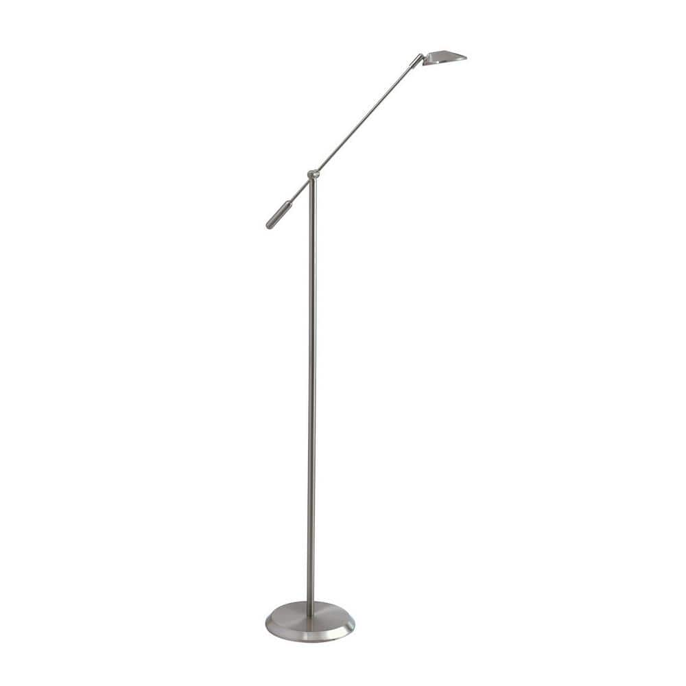 SIRINO 61 in. Satin Nickel Dimmable Swing Arm Floor Lamp with Satin Nickel Metal Shade -  Kendal Lighting, FL6001-SN