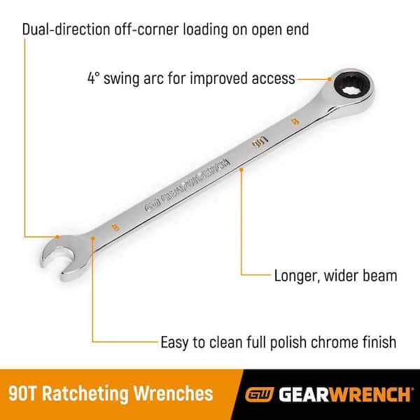 25 mm Metric 90-Tooth Combination Ratcheting Wrench