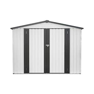 8 ft. W x 6 ft. D White Gray Metal Outdoor Storage Shed with Lockable Doors (48 sq. ft.)