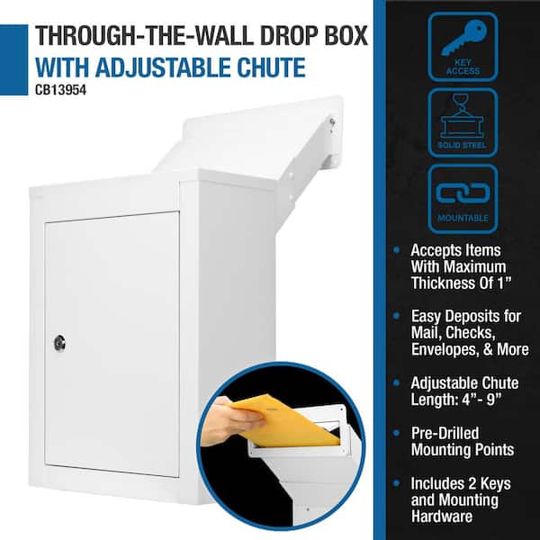 BARSKA Through-The-Wall Mailbox Drop Box with Adjustable