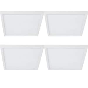7.5 in. 10.5-Watt 900 Lumen White Integrated LED Square Flat Panel Ceiling Flush Mount with Color Change (4-Pack)