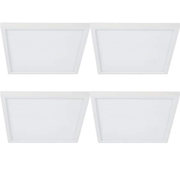 Feit Electric 7.5 in. 10.5-Watt 900 Lumen White Integrated LED Square Flat Panel Ceiling Flush Mount with Color Change (4-Pack)