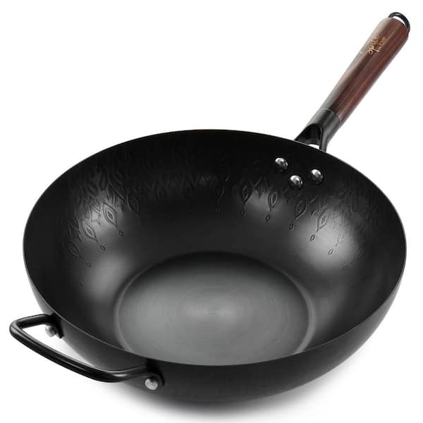 Spice BY TIA MOWRY 12 in. Carbon Steel Wok with Wooden Handle in Black  985118836M - The Home Depot