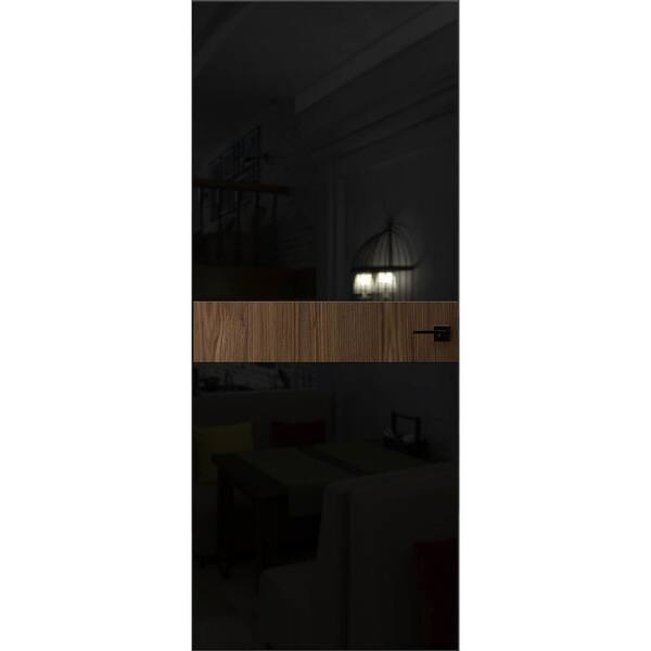 28 in. x 96 in. Unassembled Left-Hand/Outswing Wood Sahara Black Color Flush Mount Hidden Door with Silver Hinge Finish