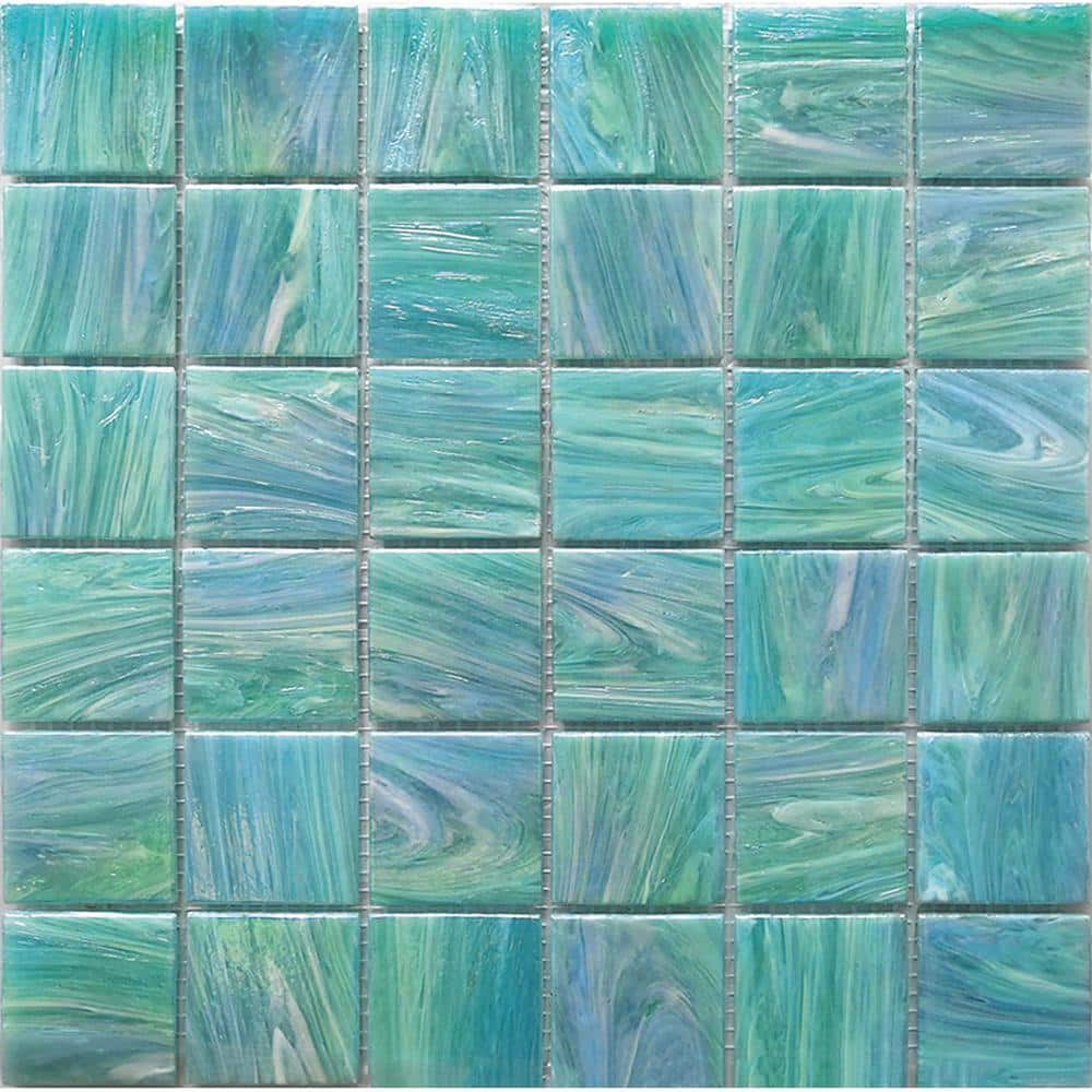 Apollo Tile Celestial Glossy Light Teal Blue 12 in. x 12 in. Glass ...